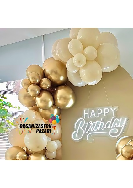 Balon Seti Krom Gold-Retro Beyaz 100 Lü Balon Zinciri Seti fırsatları