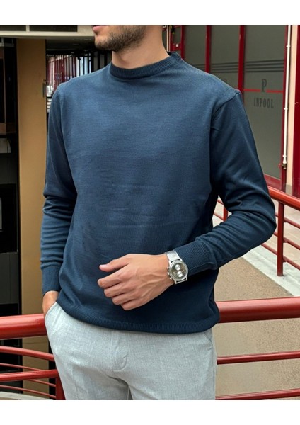 Erkek, Bisiklet Yaka, Slim Fit, Old Money, Yün-Akrilik Elyaf, Triko Kazak PLTK03 fırsatları