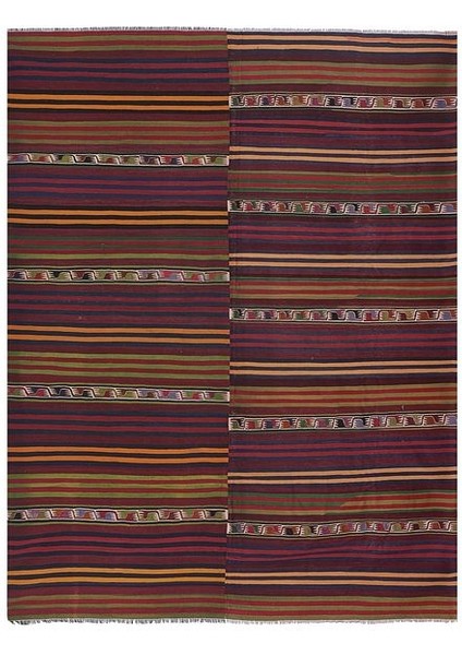 El Dokuma Kilim Geometrik Desenli Halı 296X390 cm