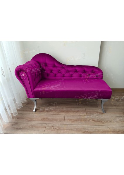 Dekoratif Bihter Koltuk Josefin Puf 130 cm Gümüş Ayak