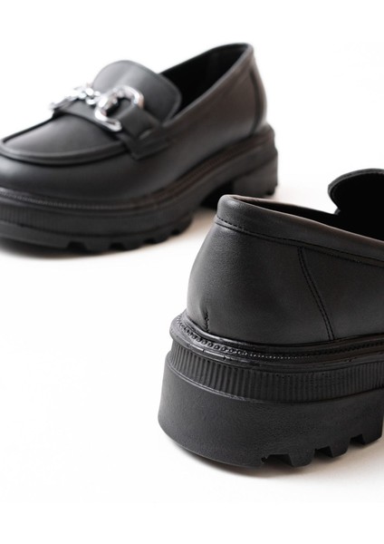 Siyah Günlük Yüksek Tabanlı Loafer Ayakkabı modelleri