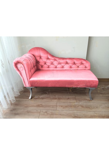 Dekoratif Bihter Koltuk Josefin Puf 130 cm Gümüş Ayak