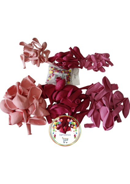 ^^ Doğum Günü Konsepti *Fuşya*Şeker Pembe*Makaron Pembe* 100 lü Balon Zinciri Parti Seti