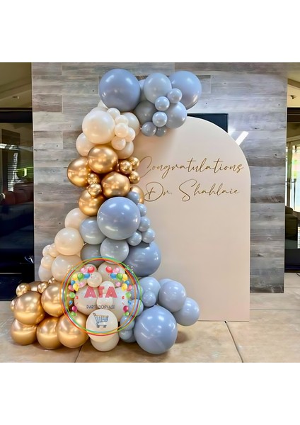 ^^ Doğum Günü Konsepti *Fırtına Mavisi*Deniz Kumu*Krom Gold* 100 lü Balon Zinciri Parti Seti