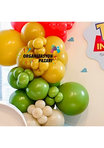 Balon Seti Kırmızı-Zerdeçal-Okaliptus-Denizkumu-Makaronmavi 60 Lı Balon Zinciri Seti fırsatları