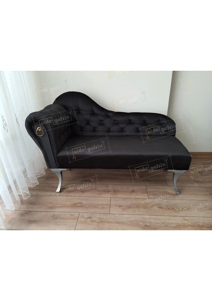 Dekoratif Bihter Koltuk Josefin Puf 130 cm Gümüş Ayak