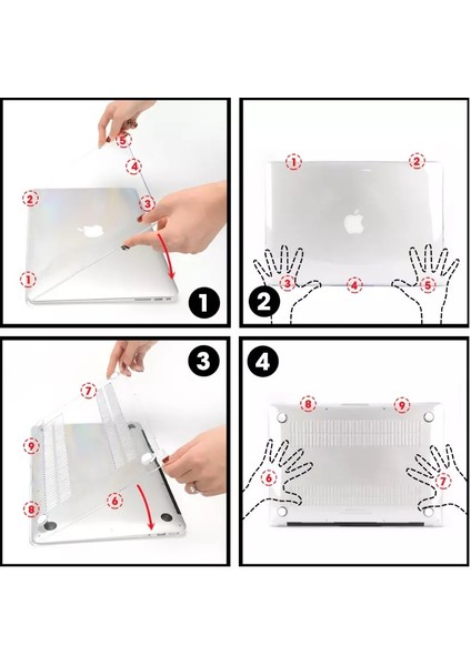 Macbook Air 13.6" M3 A3113 Kılıf Kristal Ön Arka Şeffaf Kapak Kılıf Koruma fiyatları