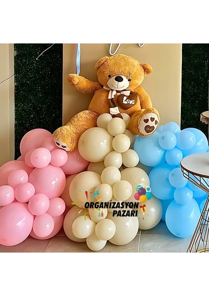 Balon Seti Makaron Pembe-Makaron Mavi-Retro Beyaz 100 Lü Balon Zinciri Seti fırsatları
