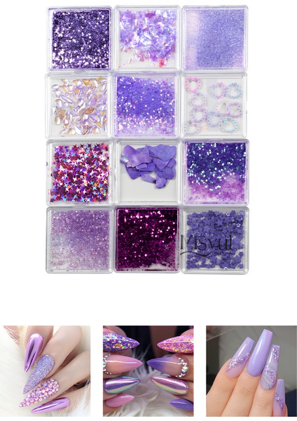 Tırnak Charm Tırnak Süsleme ve Makyaj Taşı, Nail Art Nail Charm Seti 12 Adet