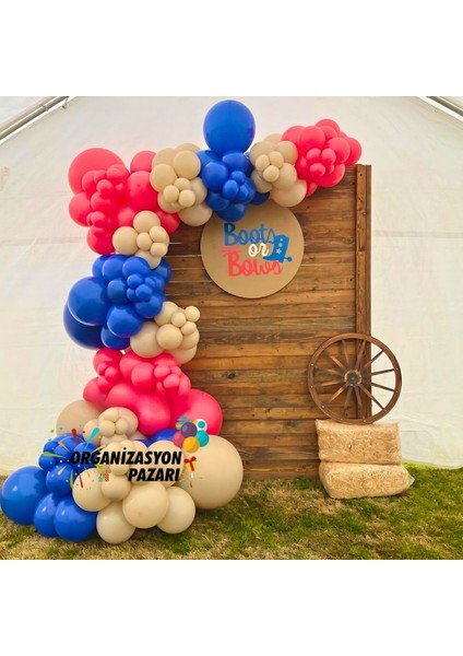 Balon Seti Kırmızı-Deniz Kumu-Lacivert 60 Lı Balon Zinciri Seti