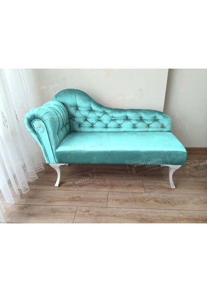 Dekoratif Bihter Koltuk Josefin Puf 130 cm Beyaz Ayak