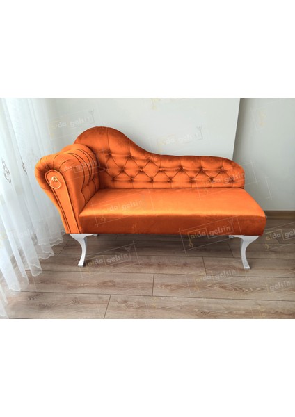 Dekoratif Bihter Koltuk Josefin Puf 130 cm Beyaz Ayak