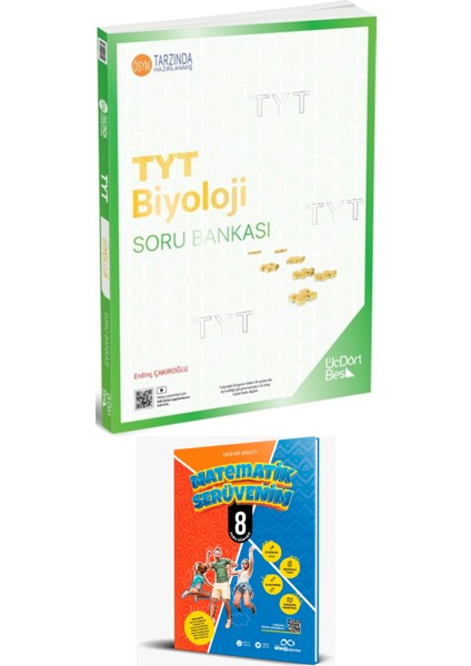 ÜçDörtBeş Yayınları 2025 TYT Biyoloji Soru Bankası - Erdinç Çakıroğlu + 8. Sınıf Matematik Serüvenim