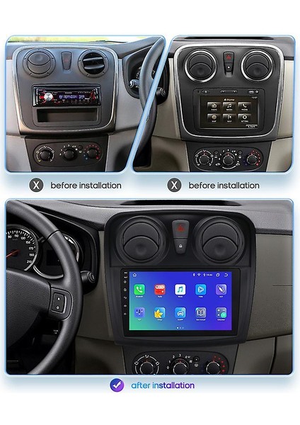 Dacia LOGAN(2013-2020)/SANDERO(2012-2020 Yıl)6gb Ram 64GB Rom Hafıza Multimedya Android Sürüm 15 Kablosuz Carplay