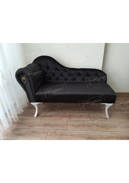 Dekoratif Bihter Koltuk Josefin Puf 130 cm Beyaz Ayak
