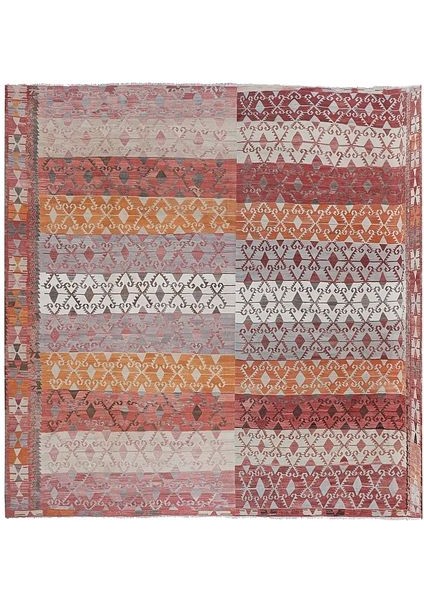 El Dokuma Kilim Afyon Yöresi Çizgi Desenli Halı 321 x 330 cm