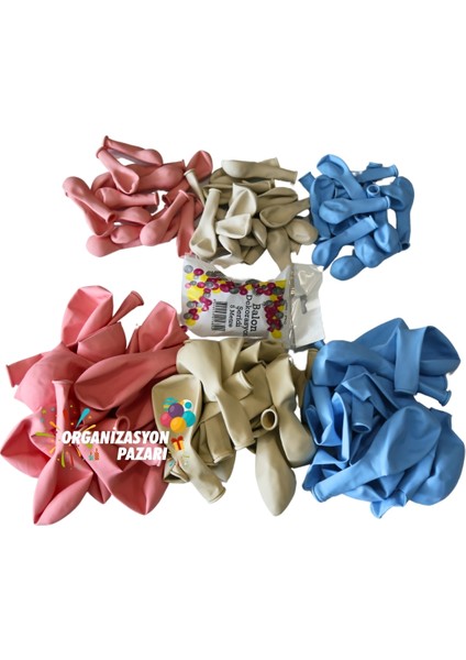 Balon Seti Makaron Pembe-Makaron Mavi-Retro Beyaz 60 Lı Balon Zinciri Seti modelleri