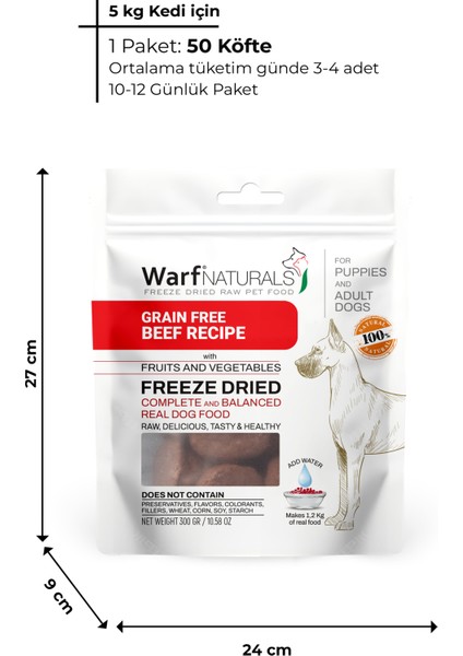 Freeze Dried Köpek Maması - Dana Etli 300 gr x 3 Paket %100 Doğal Koruyucu Içermez