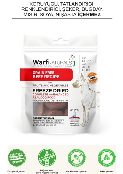 Freeze Dried Köpek Maması - Dana Etli 300 gr x 3 Paket %100 Doğal Koruyucu Içermez