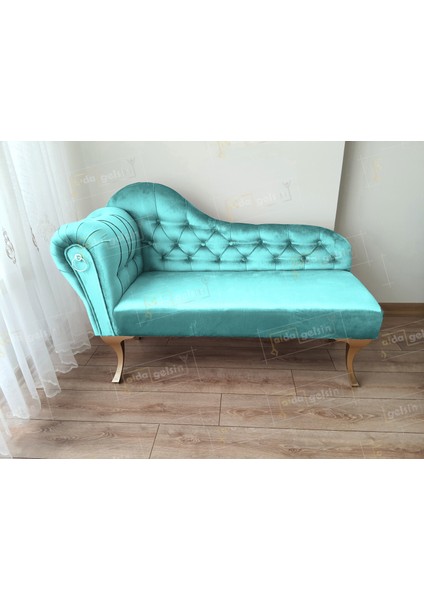 Dekoratif Bihter Koltuk Josefin Puf 110 cm Gold Ayak