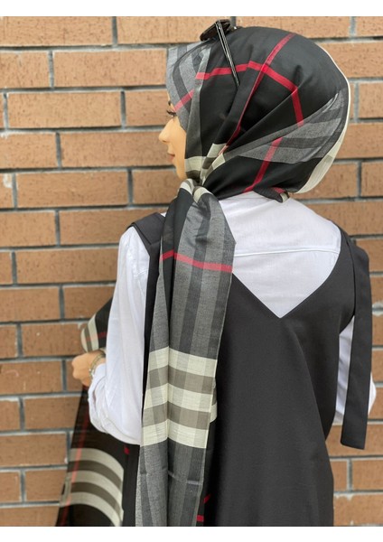 Siyah-Kırmızı Sima Burberry Ekose Şal