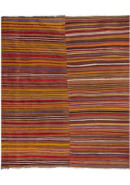 El Dokuma Geometrik Desenli Uzun Yolluk Kilim 282 x 346 cm