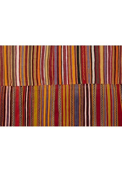 El Dokuma Geometrik Desenli Uzun Yolluk Kilim 282 x 346 cm