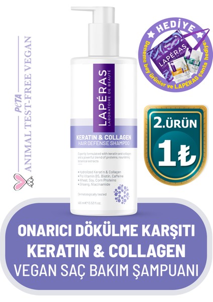 Besleyici Onarıcı ve Dökülme Karşıtı Keratin & Collagen Saç Bakım Şampuanı 400 ml