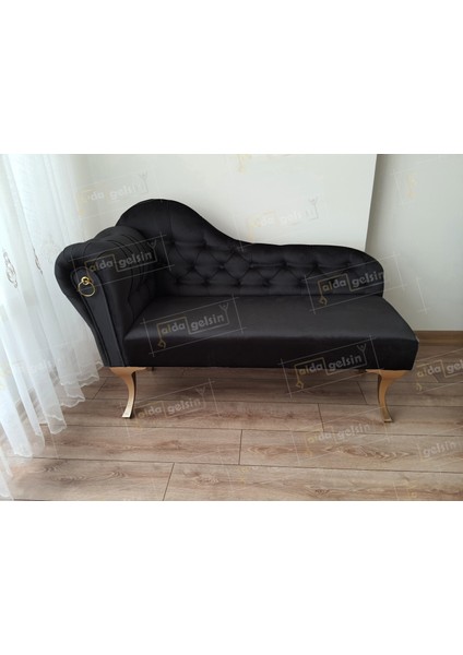 Dekoratif Bihter Koltuk Josefin Puf 130 cm Gold Ayak