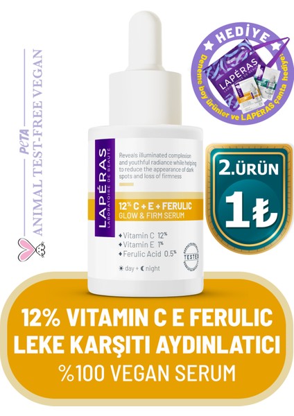 C Vitamini 12% C E Ferulic Aydınlatıcı Sıkılaştırıcı Ton Eşitleyici Vitaminli Yüz Cilt Serumu