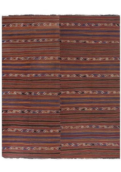 El Dokuma Kilim Çizgi Desenli Halı 277 x 344 cm
