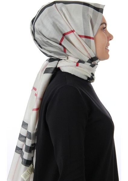 Krem-Kırmızı Sima Burberry Ekose Şal modelleri