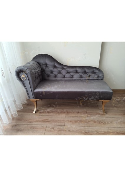 Dekoratif Bihter Koltuk Josefin Puf 130 cm Gold Ayak