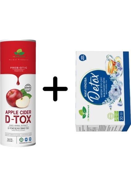 Elma Özlü Detox Sirkesi 250 ml ve Mavi Hindiba Bitki Çayı 5gr.x 30