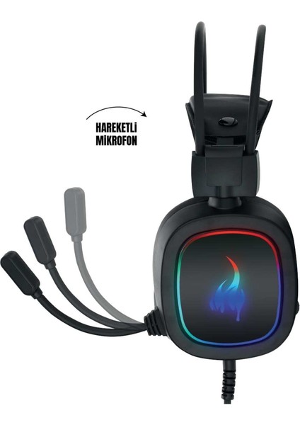 Kablolu Rgb LED Ambiyans Kulak Üstü Gaming Kulaklık PGS102