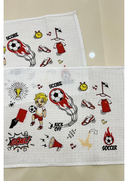 2 Adet 35X50 Yıkanabilir Ilkokul ve Okul Öncesi Beslenme ÖRTÜSÜ/BEZI_FUTBOL_1037-A