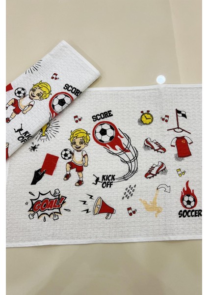 2 Adet 35X50 Yıkanabilir Ilkokul ve Okul Öncesi Beslenme ÖRTÜSÜ/BEZI_FUTBOL_1037-A