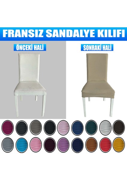 6 Adet Pamuklu Fransız Kumaş Salon Tipi Sandalye Kılıfı & Sandalye Örtüsü Seti