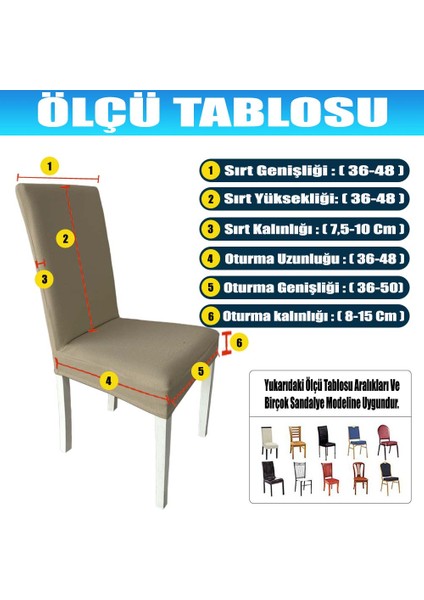 6 Adet Pamuklu Fransız Kumaş Salon Tipi Sandalye Kılıfı & Sandalye Örtüsü Seti