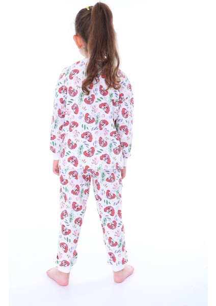 3-8 Yaş %100 Pamuk Paw Patrol Desenli Uzun Kollu Kız Çocuk Pijama Takımı