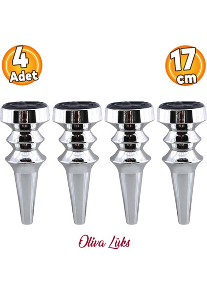 Oliva Gümüş Krom 17 cm Mobilya Kanepe Koltuk Tv Ünitesi Konsol Yükseltme Ayağı Ayakları 4 Adet
