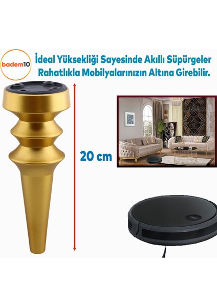 Oliva Mat Altın 20 cm Mobilya Kanepe Koltuk Tv Ünitesi Konsol Yükseltme Ayağı Ayakları 4 Adet fiyatları