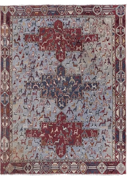 El Dokuma Hayvan Desenli Iran Sumak Kilimi 108 x 145 cm