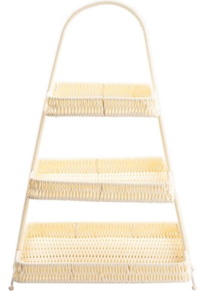 Sentetik Hasır Krem 3 Katlı Kare Sunumluk 50CM