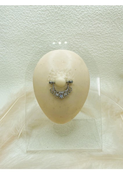 Cerrahi Çelik Gümüş Rengi Göğüs Ucu Piercing Küpe