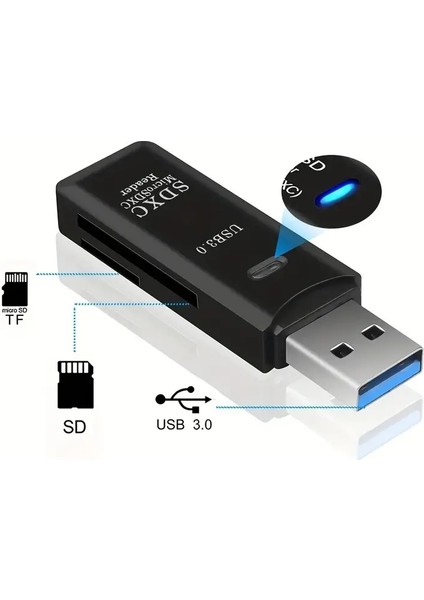 USB 3.0 Micro Sd/tf Çoklu Kart Okuyucu Adaptör, Kamera Hafızasından Fotoğraf ve Veri Aktarma