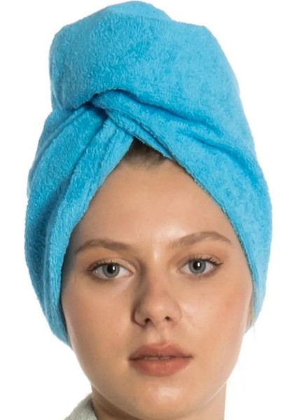 Havlu Açık Turkuaz Renk Saç Kurulama Bonesi