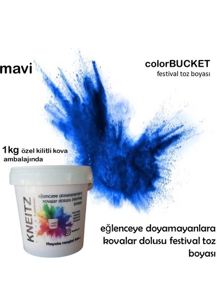 Holi Boya 1kg Kova Festival Toz Boyası , Parti Boyası , Colorfest Boyası Mavi