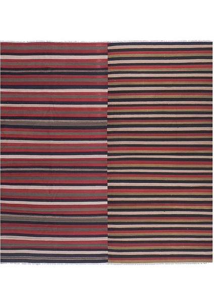 El Dokuma Kilim Kırmızı Çizgi Desenli Halı 281 x 290CM
