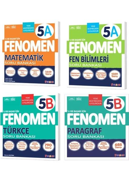 5. Sınıf Paragraf (B)+ Türkçe (B)+ Matematik (A) + Fen Bilimleri (A) Soru Bankası